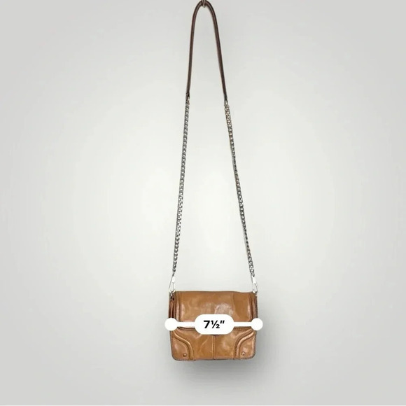 Rebecca Minkoff Mini Crossbody Purse Gold Hardware Chain Link Strap Caramel - Picture 13 of 16